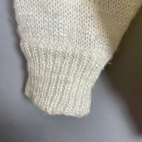 Vintage 80s Sweater Applique Beaded Sequins White Women Medium Batwing Sleeve - Picture 10 of 14